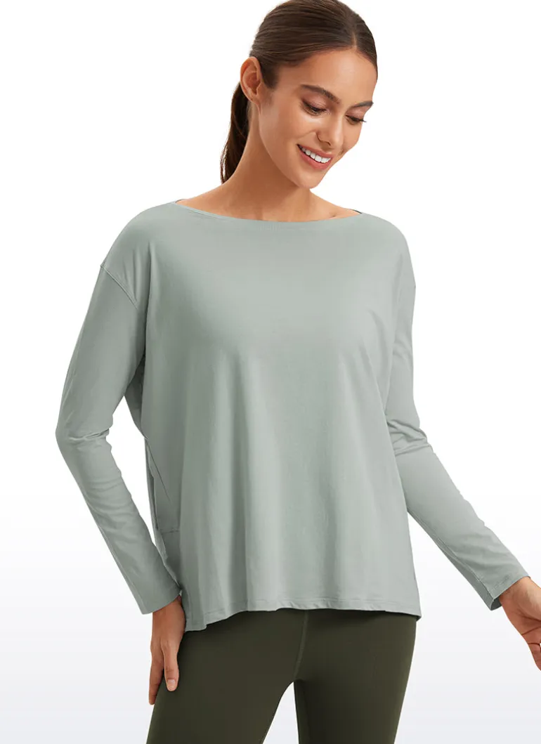 Pima Cotton Boat Neck Long Sleeve
