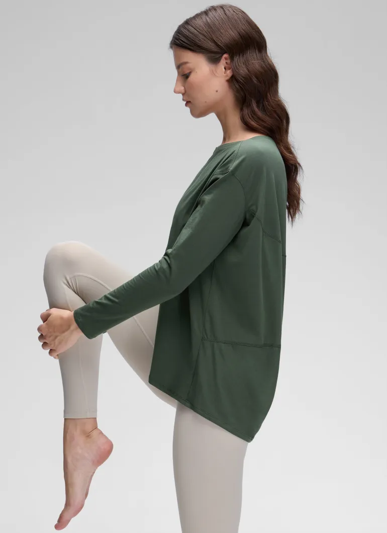 Pima Cotton Boat Neck Long Sleeve