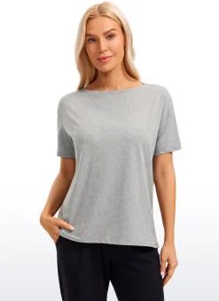 Pima Cotton Boat Neck Short Sleeve
