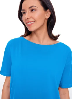 Pima Cotton Boat Neck Short Sleeve