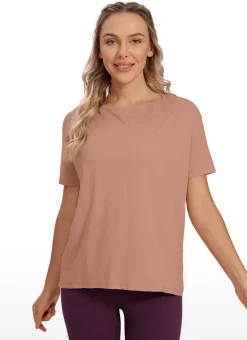 Pima Cotton Boat Neck Short Sleeve