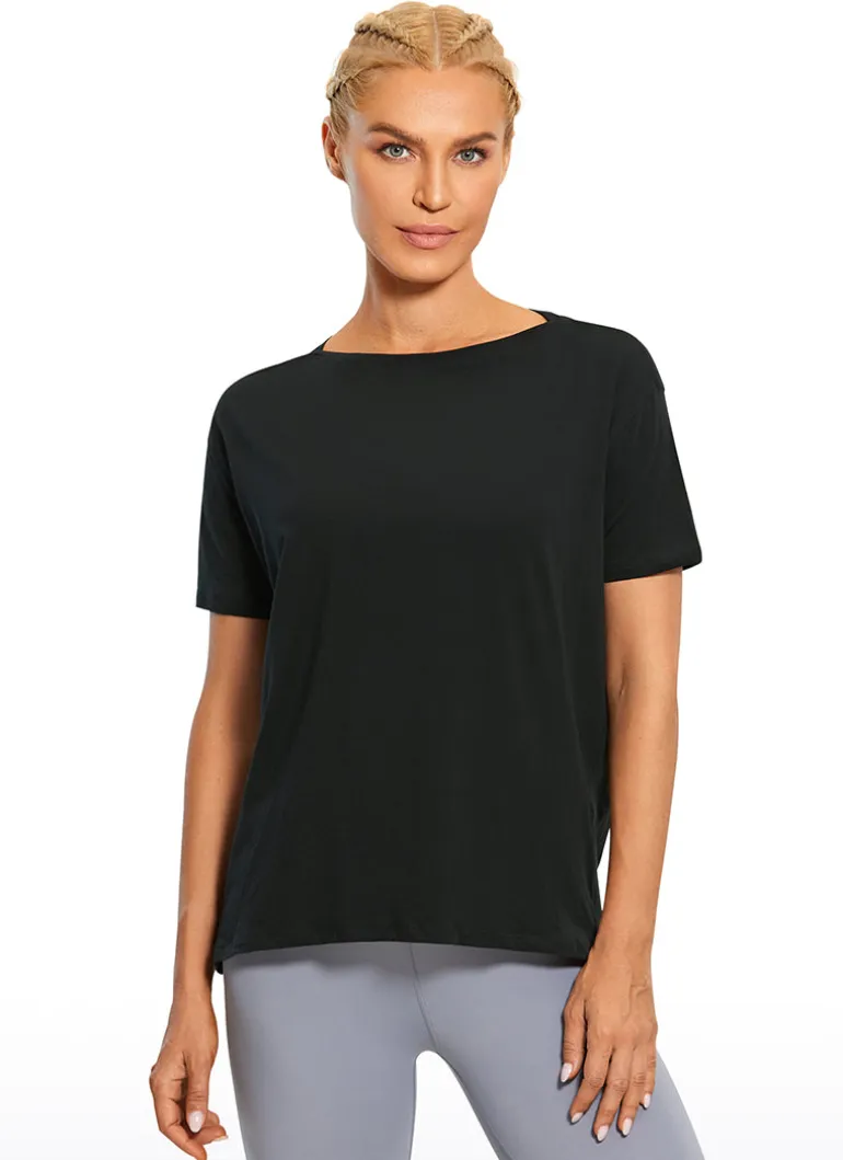 Pima Cotton Boat Neck Short Sleeve