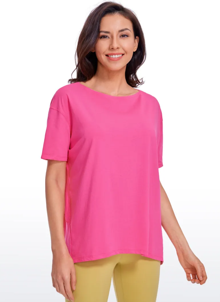 Pima Cotton Boat Neck Short Sleeve