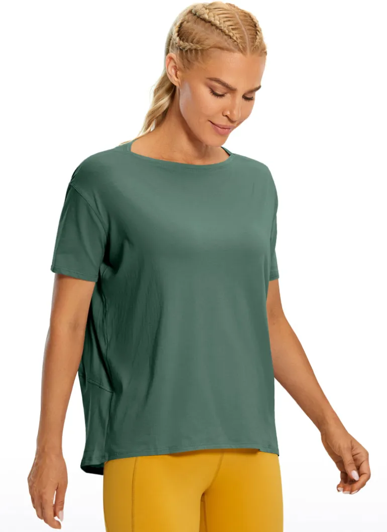 Pima Cotton Boat Neck Short Sleeve