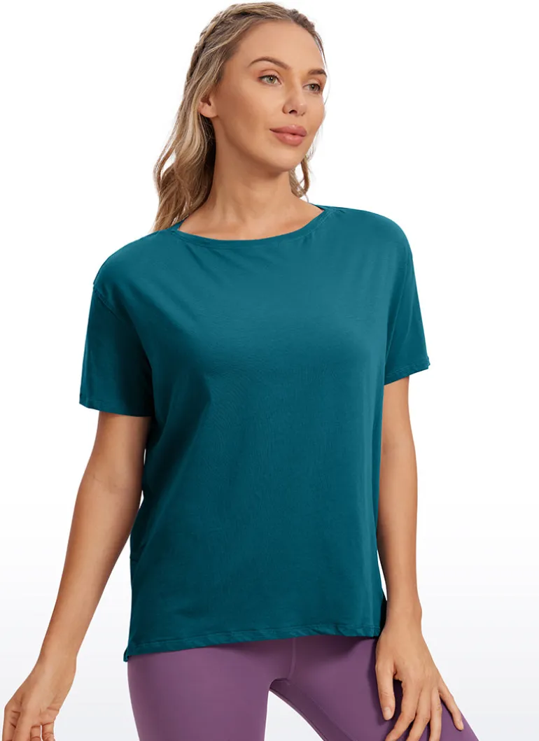 Pima Cotton Boat Neck Short Sleeve