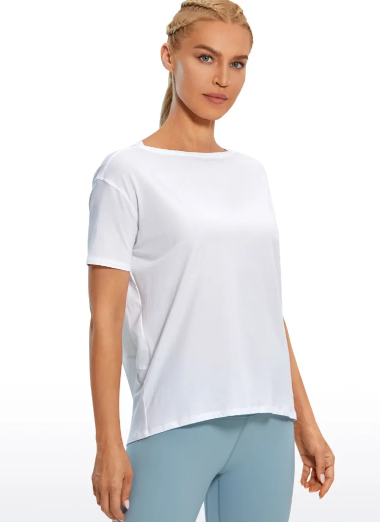 Pima Cotton Boat Neck Short Sleeve