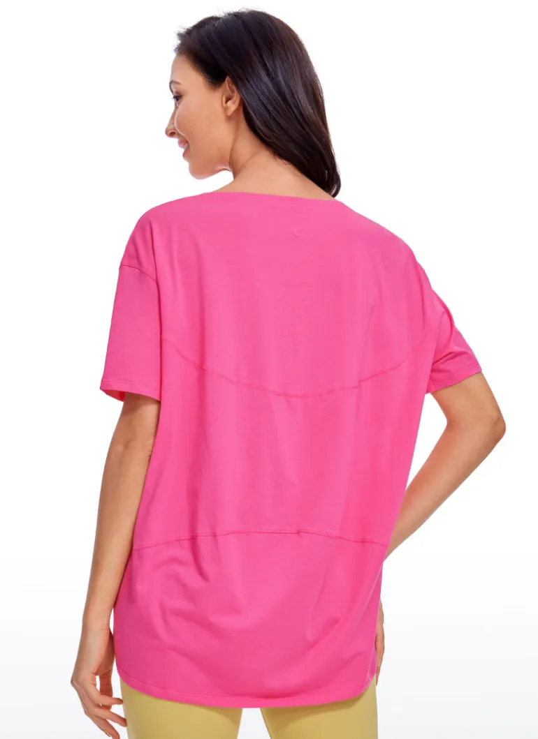 Pima Cotton Boat Neck Short Sleeve