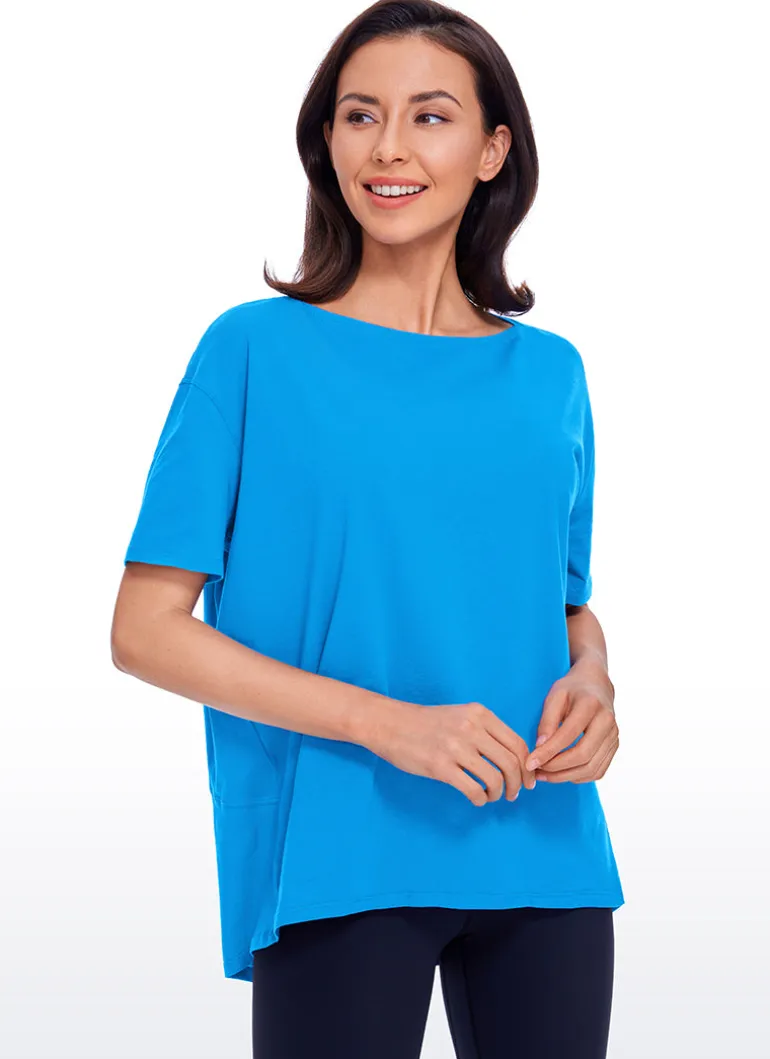Pima Cotton Boat Neck Short Sleeve