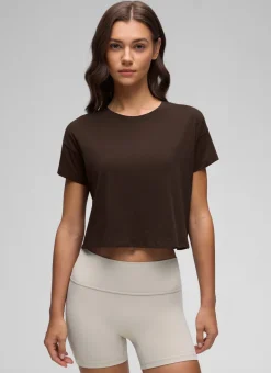 Pima Cotton Crew Neck Cropped Short Sleeve