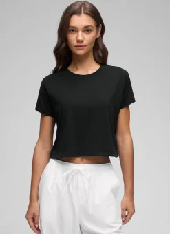 Pima Cotton Crew Neck Cropped Short Sleeve