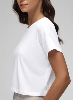 Pima Cotton Crew Neck Cropped Short Sleeve