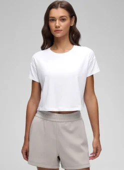 Pima Cotton Crew Neck Cropped Short Sleeve
