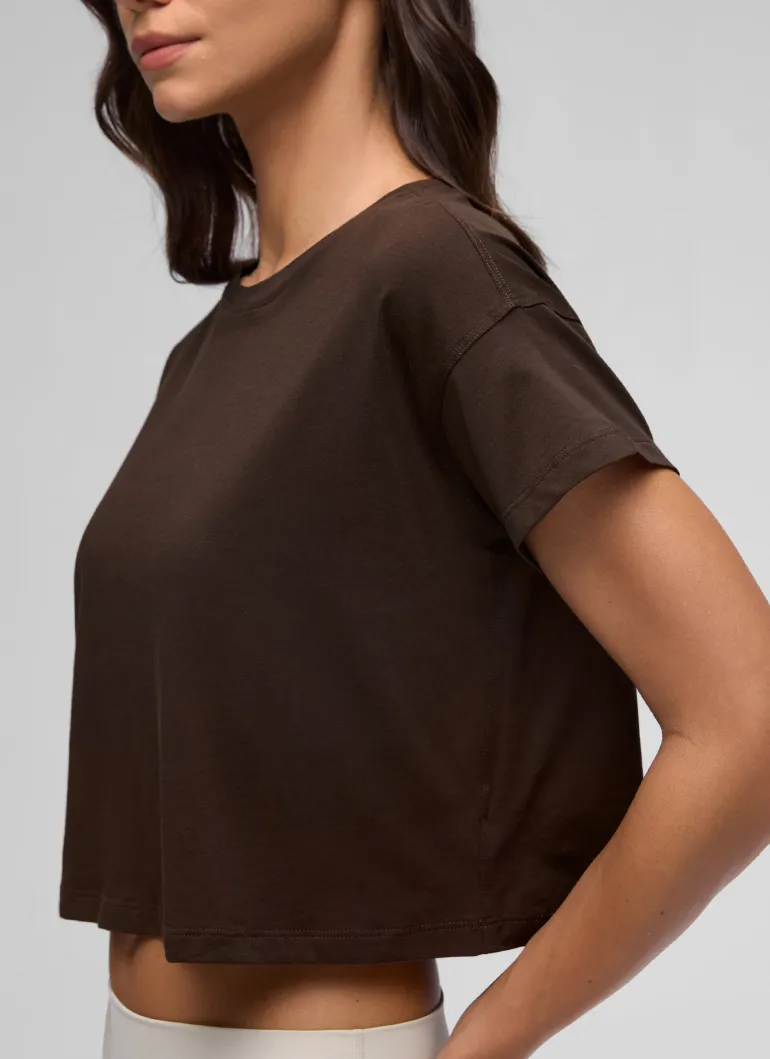 Pima Cotton Crew Neck Cropped Short Sleeve