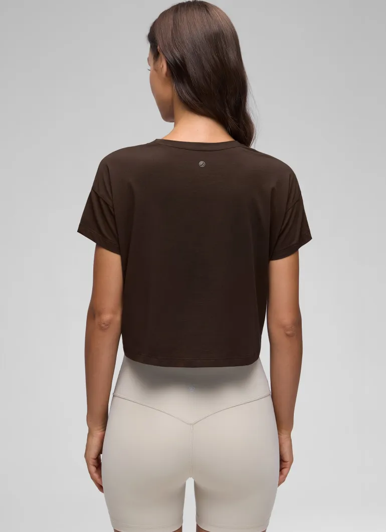 Pima Cotton Crew Neck Cropped Short Sleeve