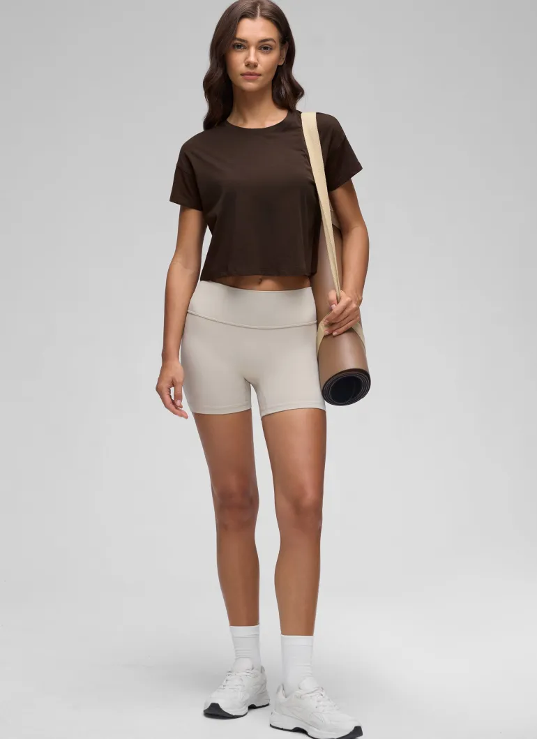 Pima Cotton Crew Neck Cropped Short Sleeve