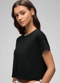 Pima Cotton Crew Neck Cropped Short Sleeve