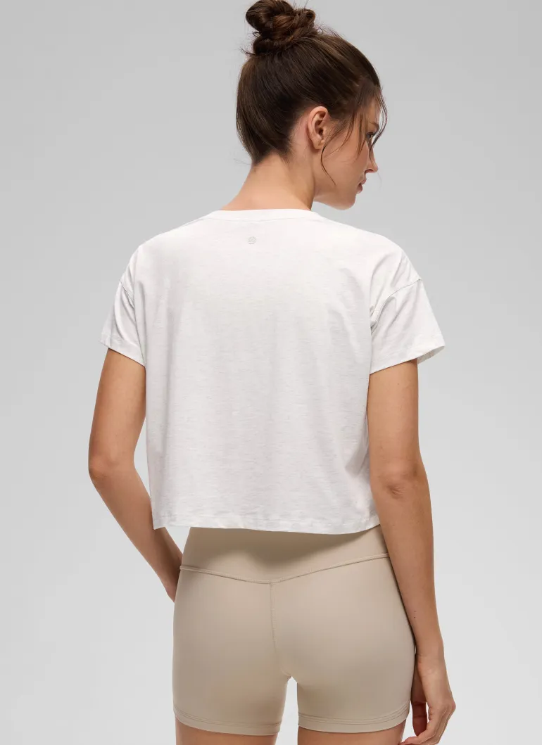 Pima Cotton Crew Neck Cropped Short Sleeve