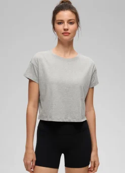 Pima Cotton Crew Neck Cropped Short Sleeve