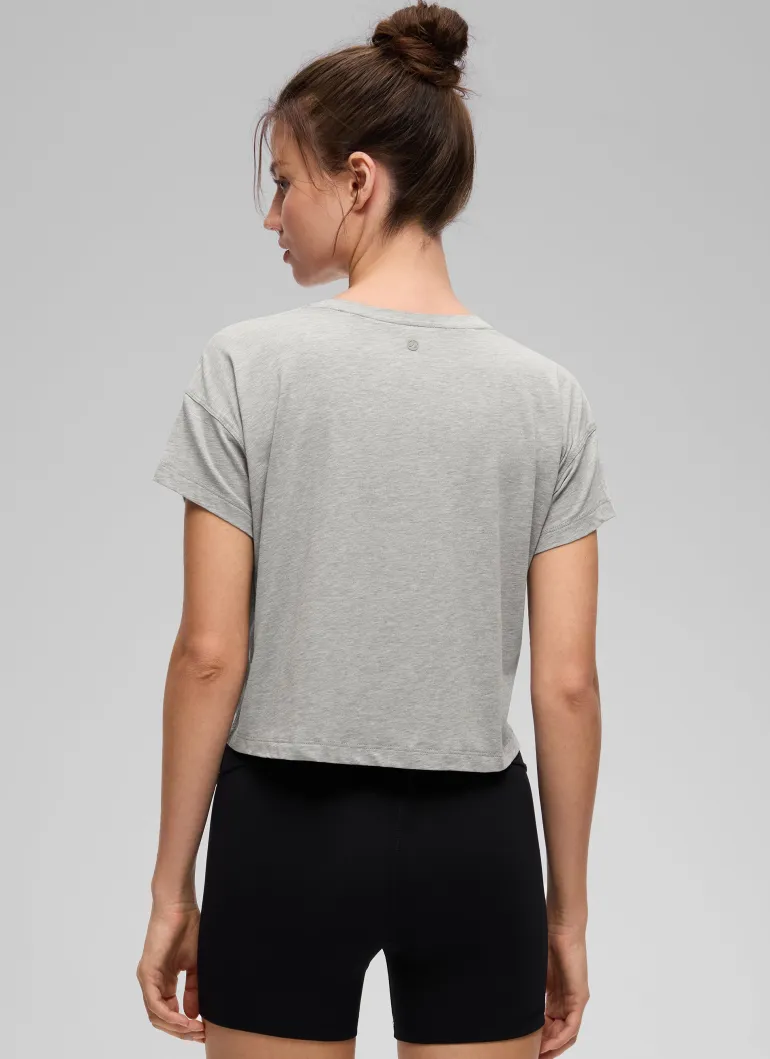 Pima Cotton Crew Neck Cropped Short Sleeve