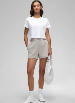 Pima Cotton Crew Neck Cropped Short Sleeve