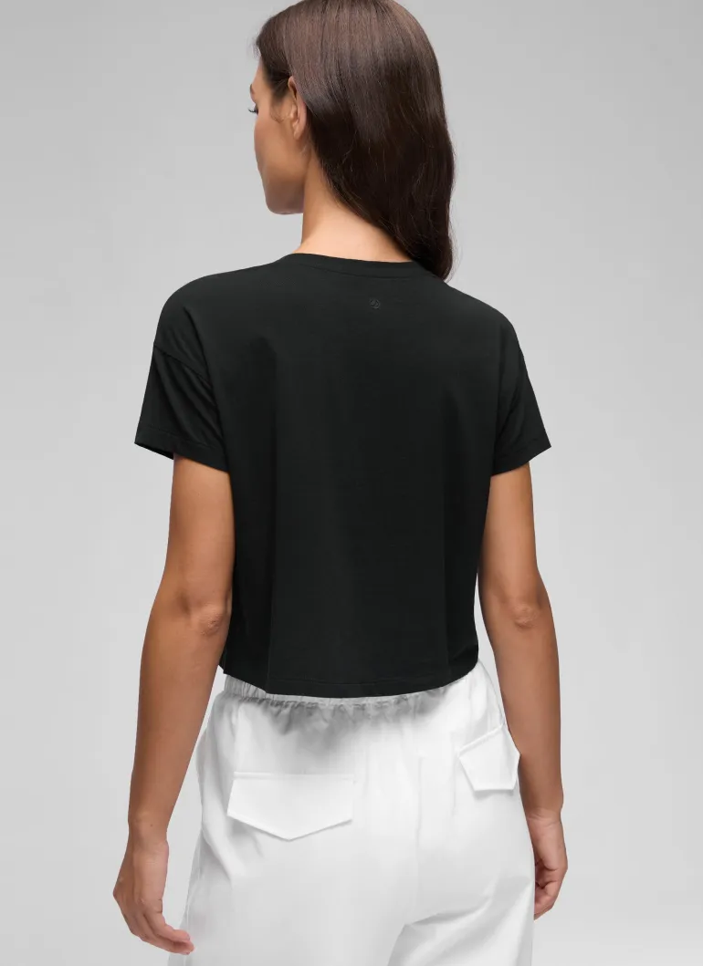 Pima Cotton Crew Neck Cropped Short Sleeve