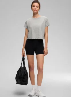 Pima Cotton Crew Neck Cropped Short Sleeve