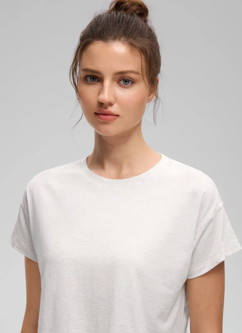 Pima Cotton Crew Neck Cropped Short Sleeve