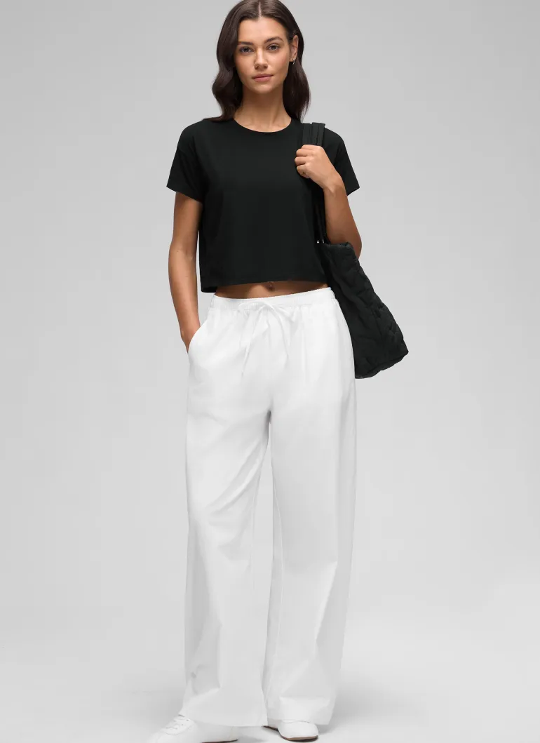 Pima Cotton Crew Neck Cropped Short Sleeve