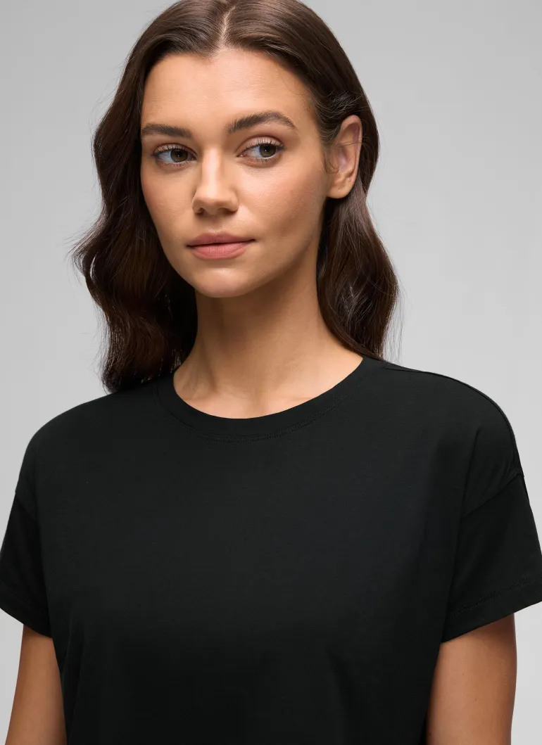 Pima Cotton Crew Neck Cropped Short Sleeve