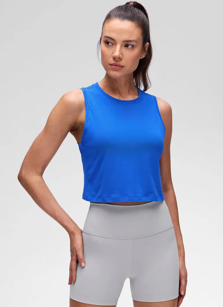 Pima Cotton Crewneck Crop Tank