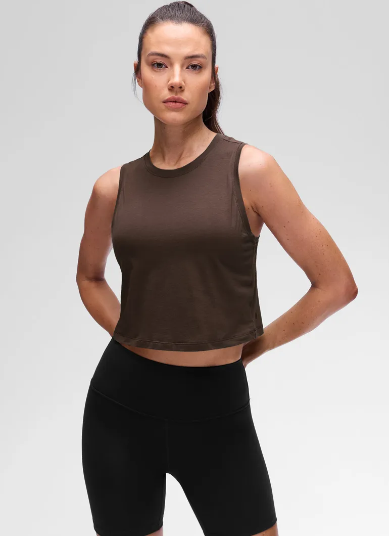 Pima Cotton Crewneck Crop Tank