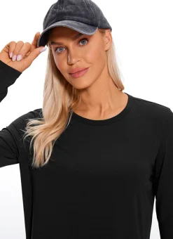 Pima Cotton Cropped Classic Fit Long Sleeve