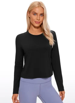 Pima Cotton Cropped Classic Fit Long Sleeve