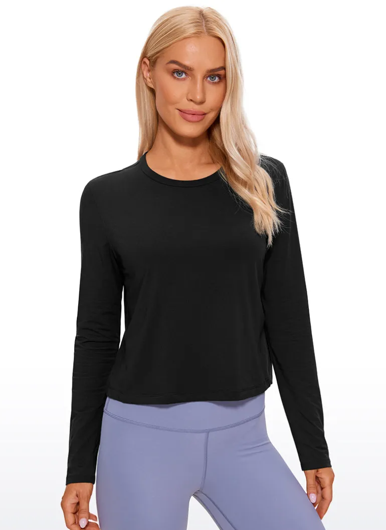 Pima Cotton Cropped Classic Fit Long Sleeve