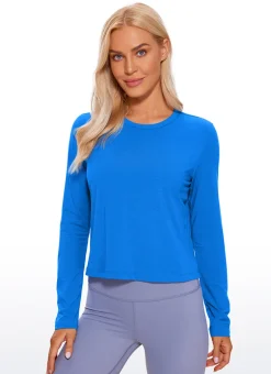 Pima Cotton Cropped Classic Fit Long Sleeve
