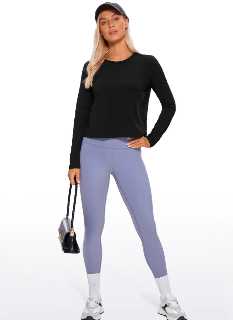 Pima Cotton Cropped Classic Fit Long Sleeve