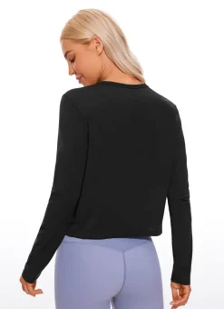 Pima Cotton Cropped Classic Fit Long Sleeve