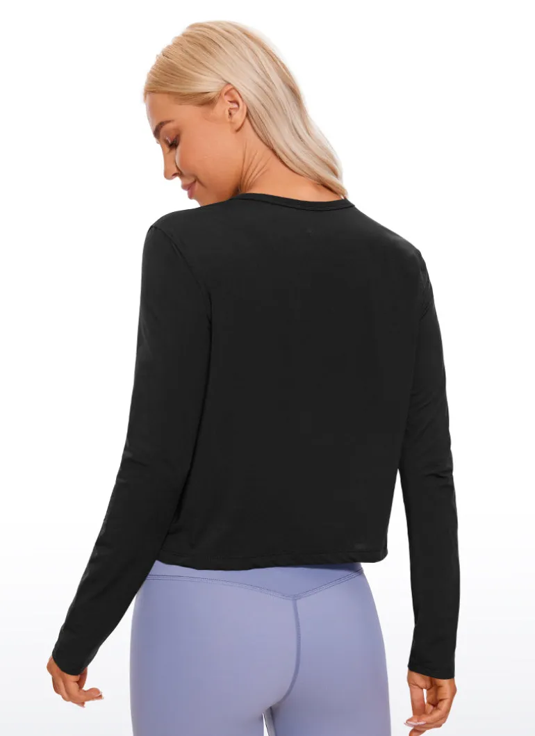 Pima Cotton Cropped Classic Fit Long Sleeve