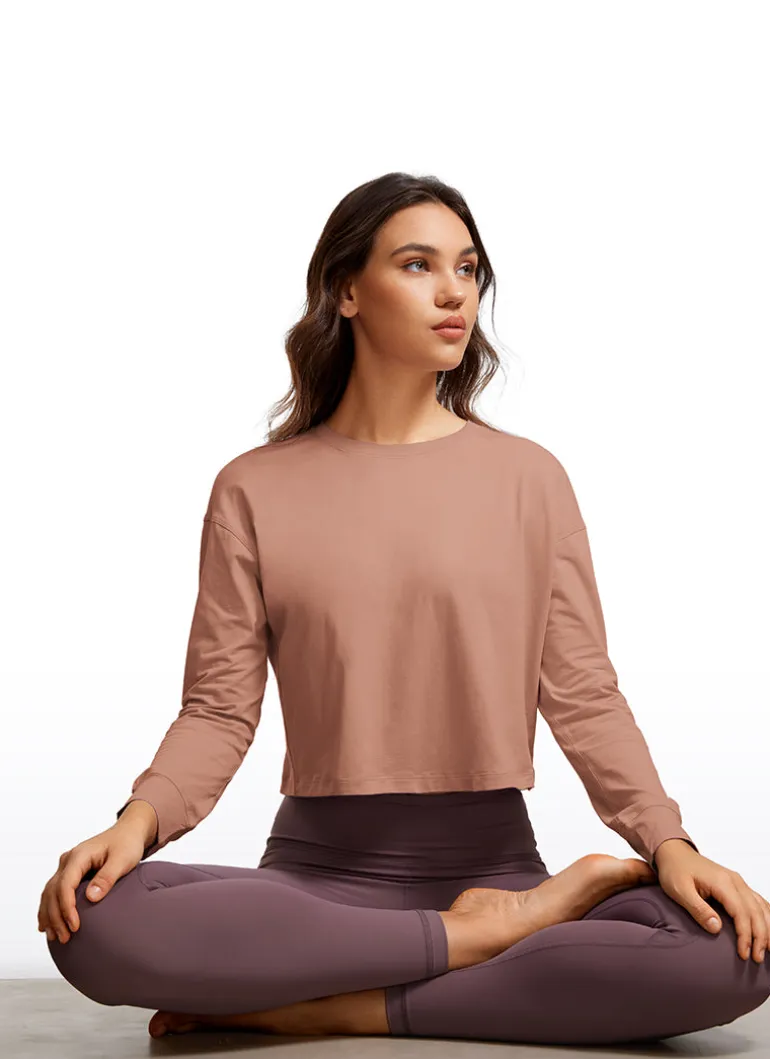 Pima Cotton Cropped Loose Fit Long Sleeve