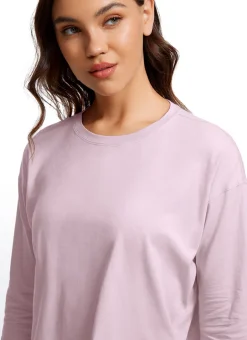 Pima Cotton Cropped Loose Fit Long Sleeve