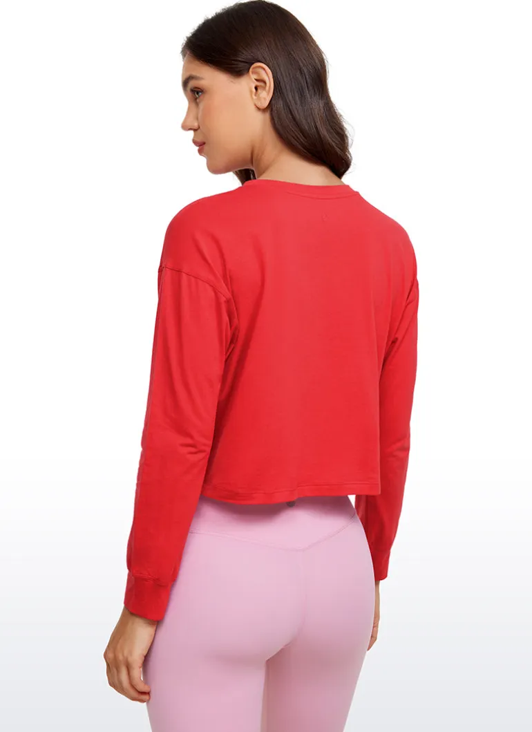 Pima Cotton Cropped Loose Fit Long Sleeve