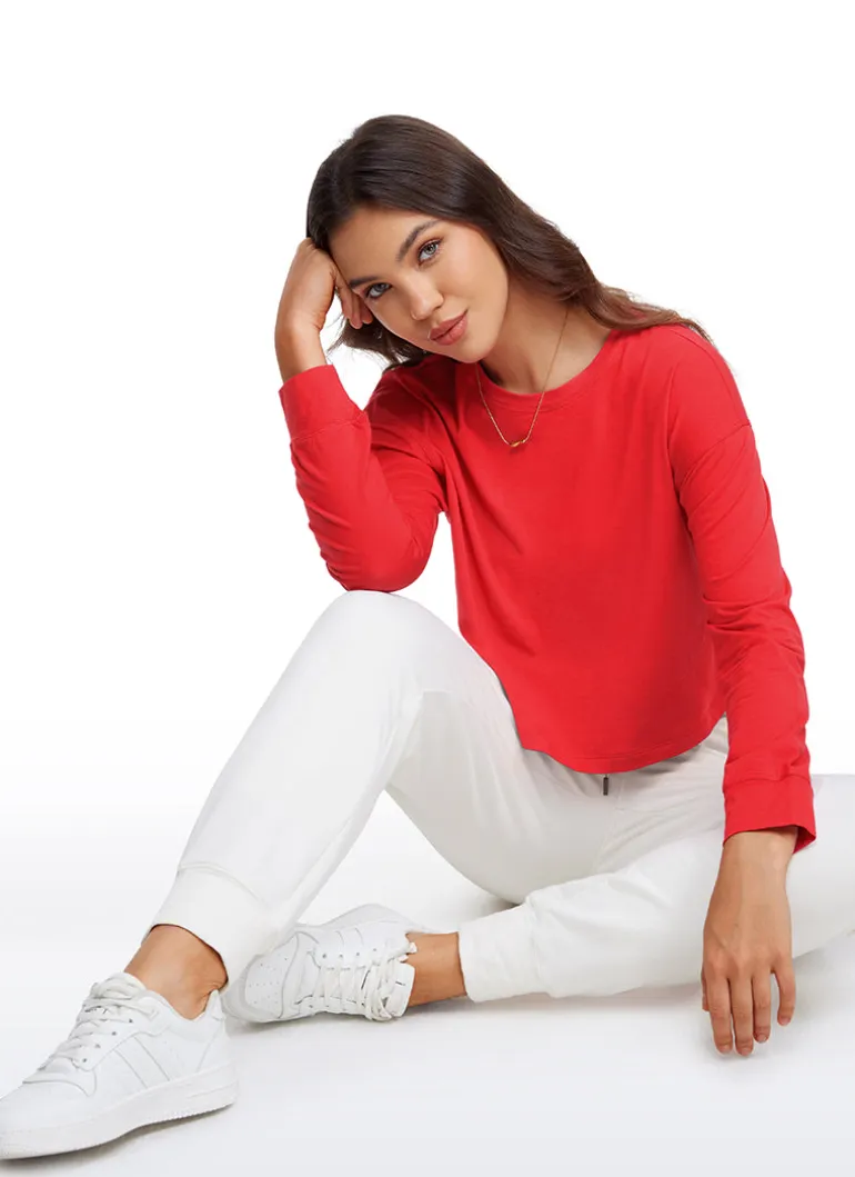 Pima Cotton Cropped Loose Fit Long Sleeve