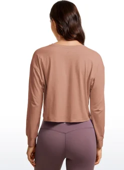 Pima Cotton Cropped Loose Fit Long Sleeve