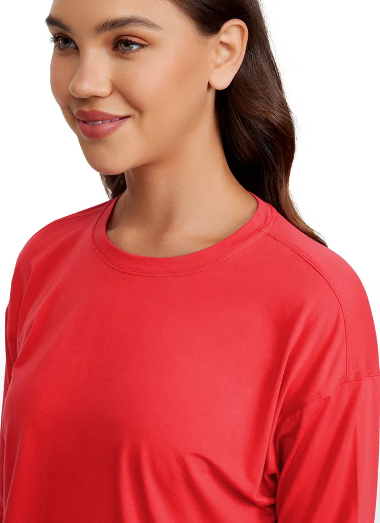 Pima Cotton Cropped Loose Fit Long Sleeve