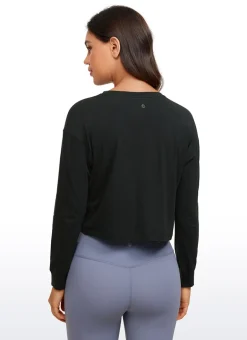 Pima Cotton Cropped Loose Fit Long Sleeve