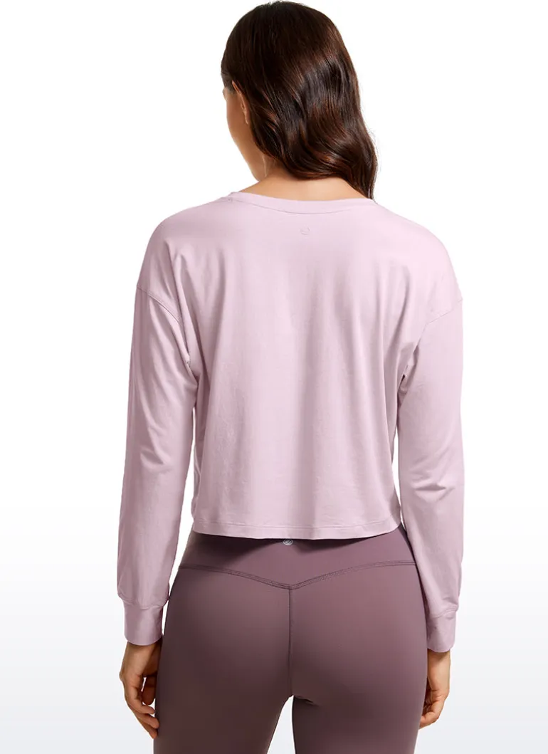 Pima Cotton Cropped Loose Fit Long Sleeve