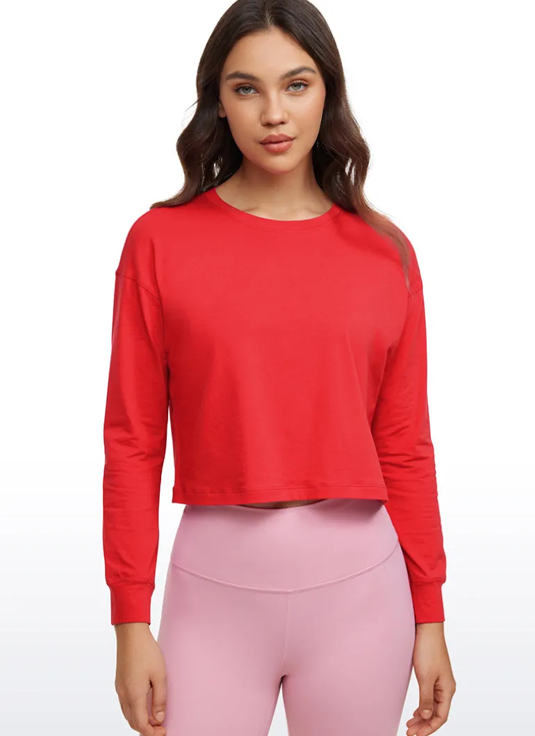 Pima Cotton Cropped Loose Fit Long Sleeve