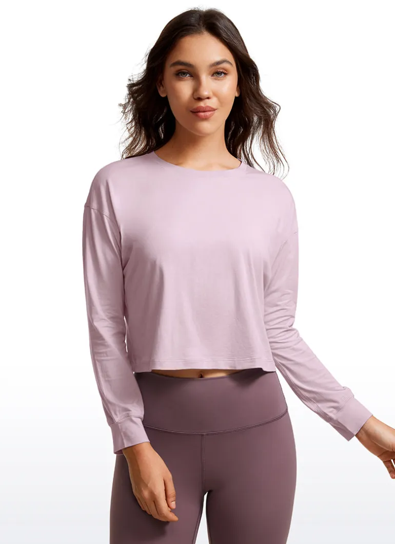 Pima Cotton Cropped Loose Fit Long Sleeve