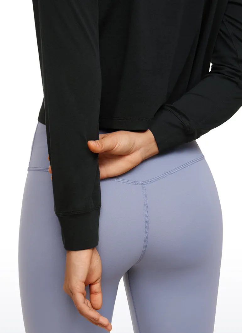 Pima Cotton Cropped Loose Fit Long Sleeve