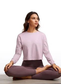 Pima Cotton Cropped Loose Fit Long Sleeve
